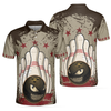 Men Polo Shirt - Bowling Ball Vintage Background Short Sleeve Polo Shirt, Crazy Polo Shirt, Best Bowling Shirt For Men - Best Polo Shirt For Me