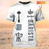Custom Barista Shirt Coffee Tools Set Print Shirt Coffeemaker Custom Tshirt White