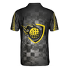 Golf Yellow Pattern Short Sleeve Men Polo Shirt, Checker Pattern Racing Polo Shirt, Best Golf Shirt For Men, Best Gift For Golfers