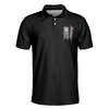 Black And White American Flag Golf Clubs Men Polo Shirt, Golf Nation Short Sleeve Golf Polo Shirt, Patriotic Golf Shirt For Men