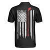 Black And White American Flag Golf Clubs Men Polo Shirt, Golf Nation Short Sleeve Golf Polo Shirt, Patriotic Golf Shirt For Men