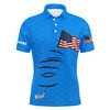 Custom Golf Men Polo Shirt - American Flag 4th July Custom Name Blue Apparel - Personalized Gift For Golf Lover, Men, Dad, Husband, Patriot, Independence Day