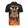 Custom Bowling Skull Flame Custom Polo Shirt, Personalized Skull Bowling Polo Style Shirt, Bowling Gift Idea