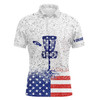 Custom Disc Golf Men Polo Shirt - American Flag Disc Golf Custom Name Apparel - Personalized Gift For Disc Golf Lover, Men, Husband, Team, Patriotic
