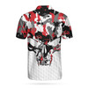 Red And White Camouflage Golf Set Skull Short Sleeve Polo Shirt, Camo Golf Shirt For Men Coolspod