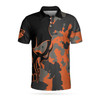 Skull Orange Camouflage Golf Polo Shirt, Streetwear Camo Golf Shirt For Men Coolspod