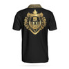 Luxury Baroque Pattern Eagle Badge Golf Polo Shirt, Golden Greek Key Pattern Polo Shirt, Best Golf Shirt For Men Coolspod