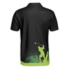Golf Grunge Graphic Golf Men Polo Shirt, Wet Paint Silhouette Black Polo Shirt, Best Golf Shirt For Men, Unique Male Golf Gift