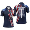 Custom Name Disc Golf Men Polo Shirt - American Flag Disc Golf Basket Apparel - Personalized Gift For Golf Lover, Men, Husband, Team, Patriotic