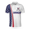 Swinger Skull Golf Polo Shirt, Golf Pattern American Flag Polo Shirt, Best Golf Shirt For Men Coolspod