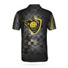 Golfer On Yellow Silhouette Polo Shirt, Checker Pattern Racing Polo Shirt, Best Golf Shirt For Men Coolspod