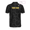 Custom Bowling Pattern And Golden Polo Custom Polo Shirt, Black Personalized Bowling Shirt With Name, Bowling Gift Idea Coolspod