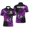 Custom Mens polo bowling shirts Custom purple lightning thunder Bowling Team Jersey, gift for team Bowlers NQS6220