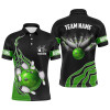 Custom Green Flame Bowling Polo Shirts For Men Bowling Ball, Custom Bowling Team Jerseys Bowler Outfits IPHW5218
