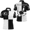 Custom Black & White Bowling Shirt for Men Custom Bowling Team Jersey League Polo Shirt QZT101