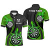 Custom Green Fire Dartboard Mens Darts Polo Shirt Custom Darts Shirt For Men Dart Jerseys LDT1473