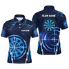 Custom Blue Thunder Lightning Mens Darts Polo Shirt Custom Dart Shirts For Men Dart Jerseys