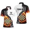 Custom Fire Flame Dartboard Mens Dart Polo Shirts Custom Darts Shirt For Men Dart Jerseys