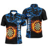 Custom Blue Camo Flame Darts Board Mens Polo Shirt Custom Darts Shirt For Men Dart Jerseys