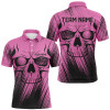 Custom Pink Grunge Skull Mens Golf Polo Shirts custom golf outfit for mens, team mens golf shirt