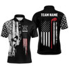 Custom American Flag Skull Mens Golf Polo Shirts Custom Patriotic Scary Golf Shirts For Men Golf Gifts
