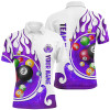 Personalized Name Billiard Fire Polo Shirts For Men Custom Team Name Billiard Shirt Design | Purple