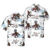 Bigfoots Are Ready For Summer Bigfoot Hawaiian Shirt, White Tropical Floral Bus Trip Bigfoot Shirt For Men, Best Gift For Men, Husband, Boyfriend