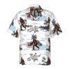Bigfoots Are Ready For Summer Bigfoot Hawaiian Shirt, White Tropical Floral Bus Trip Bigfoot Shirt For Men, Best Gift For Men, Husband, Boyfriend
