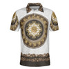 Lion Of Saint Mark Vintage Style Polo Shirt, Luxury Golden Baroque Pattern Polo Shirt For Men