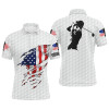 Custom Mens golf polo shirts American flag patriotic golf shirts custom polo golf tops for men | White