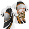 Custom Black and white Golf Skull Mens golf polo shirt custom golf attire for men, gifts for golfer | Orange