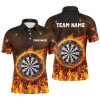 Personalized Fire Flame Dartboard Dart 3D Polo Shirts For Men, Dart Shirts Custom Mens Dart Jerseys