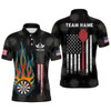 Custom Flame Darts American Flag Mens Darts Polo Shirt Custom Patriotic Dart Jerseys For Men