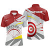 Personalized Grey Red 3D Target Archery Polo Shirts For Men, Custom Bow Archery Team Shirts