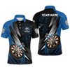 Personalized Black Blue Mens Darts Polo Shirt Custom Cool Dart Shirt For Men Team Jersey