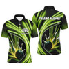 Custom Green Light Bowling Jerseys For Men Custom Mens Bowling Polo, Quarter-Zip Shirt for Team Bowlers