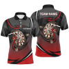 Custom Red And Grey Sports Style Mens Darts Polo Shirt Custom Darts Shirt For Men Dart Jerseys