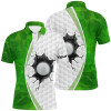 Green white golf ball pattern Mens golf polo shirts custom golf outfits men, green golf tops