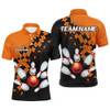 Custom Black and Orange bowling jerseys Polo, 1/4 Zip Shirt for Men Custom Bowling Team shirts for bowlers