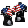 Custom Grunge American Flag Black Mens Golf Polo Shirt Custom Patriotic 4Th Of July Golf Shirts, Golf Gift