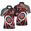 Custom Red Archery 3d Target Thunder Lightning Personalized Men Polo Shirts, Team League Archery Shirts