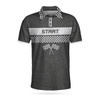 Racing Start And Finish Short Sleeve Polo Shirt, Black And White Checker Pattern Polo Shirt, Best Racing Shirt For Men