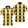 Custom Mens golf polo shirt custom yellow argyle plaid pattern golf attire for men