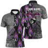 Custom Ball 8 Flame Grey Grunge Billiard Polo Shirts For Men, Best Billiard Team Shirts