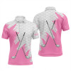 Custom White golf ball pattern custom name golf clubs Mens golf polo shirts, team golf tops for men | Pink