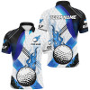 Custom Blue Flame white Golf ball pattern Mens Golf Polo Shirts Custom Golf Tops for men, best golf gifts