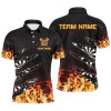 Personalized Dart Board Fire Flame Men Darts Polo Shirts Custom Darts Player Shirts, Darts Jerseys