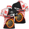 Personalized Darts Flame Canada Flag Smoke Men Polo Shirts Custom Dart League Shirts, Darts Jerseys