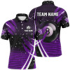 Custom Black Purple Billiard 8 Ball Pool Men Polo Shirts Custom Billiard Shirts, Billiard Jerseys Apparel