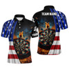 Custom American Flag Mens Darts Polo Shirt Custom Fire Patriotic Darts Shirt For Men Dart Jerseys
